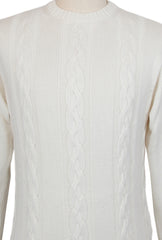 $1000 Sartorio Napoli Off White Crewneck Sweater - (SA823255) - Parent