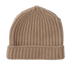 $475 Sartorio Napoli Beige Solid Cashmere Beanie - Large - (SA617231)