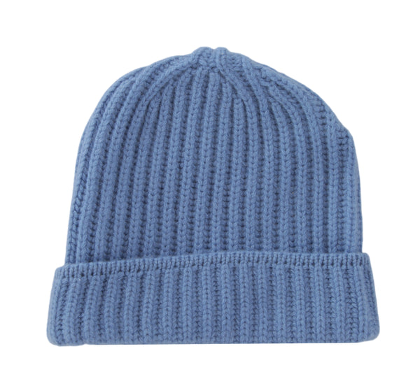 $475 Sartorio Napoli Blue Solid Cashmere Beanie - (SA617233) - Parent