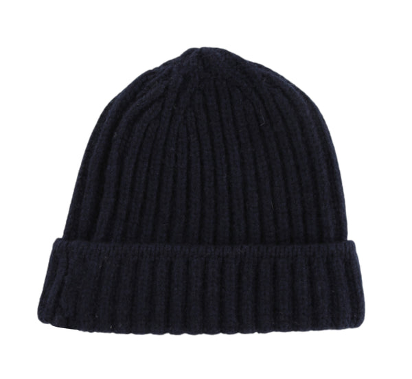 $475 Sartorio Napoli Dark Blue Solid Cashmere Beanie - (SA617235) - Parent