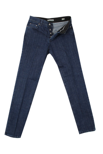 $550 Sartorio Napoli Denim Blue Solid Jeans - Slim - (SA322251) - Parent