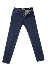 $550 Sartorio Napoli Denim Blue Solid Jeans - Slim - (SA322251) - Parent