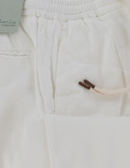 $600 Sartorio Napoli White Solid Linen Blend Pants - Slim - (SA613243) - Parent