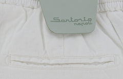 $600 Sartorio Napoli White Solid Linen Blend Pants - Slim - (SA613243) - Parent