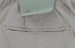$600 Sartorio Napoli Beige Solid Linen Blend Pants - Slim - (SA613242) - Parent
