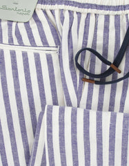 $625 Sartorio Napoli Blue Striped Cotton Blend Pants - Slim - (SA821256) - Parent