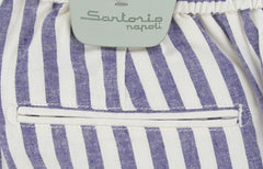 $625 Sartorio Napoli Blue Striped Cotton Blend Pants - Slim - (SA821256) - Parent
