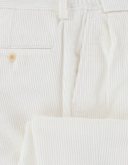 $625 Sartorio Napoli White Solid Corduroy Pants - Slim - (SA821251) - Parent