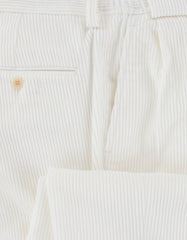 $625 Sartorio Napoli White Solid Corduroy Pants - Slim - (SA821251) - Parent