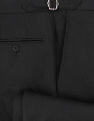 $825 Sartorio Napoli Black Solid Linen Pants - Slim - (SA821254) - Parent