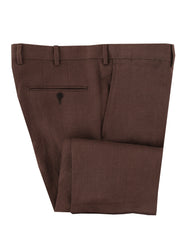$825 Sartorio Napoli Brown Solid Linen Pants - Slim - 32/48 - (SA821255)