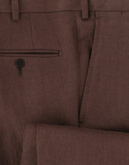 $825 Sartorio Napoli Brown Solid Linen Pants - Slim - (SA821255) - Parent