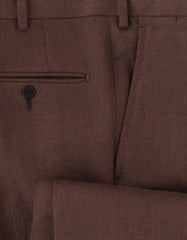 $825 Sartorio Napoli Brown Solid Linen Pants - Slim - (SA821255) - Parent