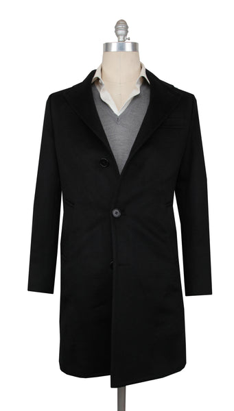 $3425 Sartorio Napoli Black Cashmere Solid Coat - (SA9112024) - Parent