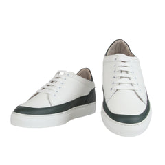 $575 Sartorio Napoli White Calf Leather Sneakers - (SA327254) - Parent