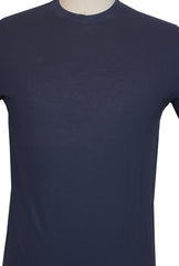 $400 Sartorio Napoli Blue Solid Crewneck Cotton T-Shirt - - (SA415264) - Parent