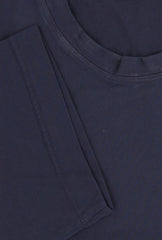 $400 Sartorio Napoli Blue Solid Crewneck Cotton T-Shirt - - (SA415264) - Parent
