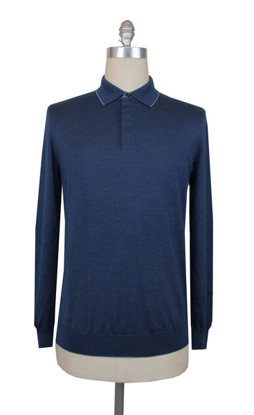 $1150 Svevo Parma Blue Polo Sweater - (SV419257) - Parent