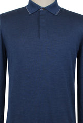 $1150 Svevo Parma Blue Polo Sweater - (SV419257) - Parent