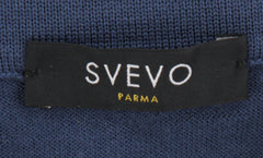 $600 Svevo Parma Navy Blue Wool 1/4 Zip Polo Sweater - (SV419258) - Parent