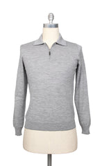Svevo Parma Light Gray Wool 1/4 Zip Polo Sweater - (SV928224) - Parent
