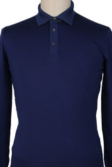 Svevo Parma Dark Blue Wool 1/4 Button Polo Sweater - (SV39238) - Parent