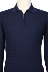 Svevo Parma Dark Blue Wool 1/4 Zip Polo Sweater - (SV31620237) - Parent