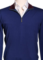 Svevo Parma Blue Wool 1/4 Zip Sweater - (SV110420211) - Parent