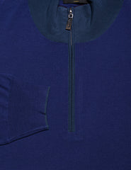 Svevo Parma Blue Wool 1/4 Zip Sweater - (SV110420211) - Parent