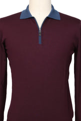 Svevo Parma Burgundy Red Wool 1/4 Zip Polo Sweater - (SV31620236) - Parent