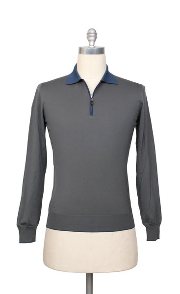 Svevo Parma Gray Wool 1/4 Zip Polo Sweater - (SV31620235) - Parent