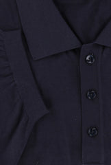 $775 Svevo Parma Dark Blue Silk 1/4 Button Polo Sweater - (SV4242511) - Parent