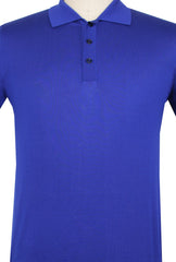 $775 Svevo Parma Blue Silk 1/4 Button Polo Sweater - (SV424254) - Parent