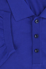 $775 Svevo Parma Blue Silk 1/4 Button Polo Sweater - (SV424254) - Parent