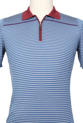Svevo Parma Blue Striped Silk Polo - (SV416223) - Parent
