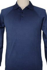 Svevo Parma Navy Blue Cotton 1/4 Button Polo Sweater - (SV31620238) - Parent