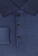 Svevo Parma Navy Blue Cotton 1/4 Button Polo Sweater - (SV31620238) - Parent