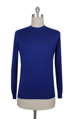 $525 Svevo Parma Blue Cotton Crewneck Sweater - L/52 - (SV419252)