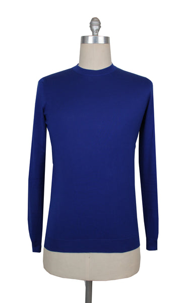 $525 Svevo Parma Blue Cotton Crewneck Sweater - (SV419252) - Parent