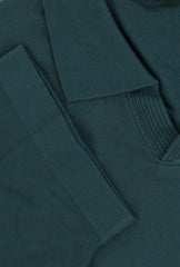 $725 Svevo Parma Green Cotton V-Neck Polo Sweater - (SV2152521) - Parent