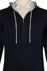Svevo Parma Midnight Navy Blue Cotton Hooded Sweater - (SV810235) - Parent