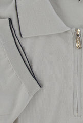 $750 Svevo Parma Light Gray Cotton 1/4 Zip Polo Sweater - (SV2152514) - Parent