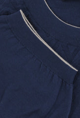 $750 Svevo Parma Navy Blue Cotton Crewneck Sweater - (SV425242) - Parent