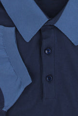 $675 Svevo Parma Navy Blue Cotton Polo Sweater - (SV4242513) - Parent