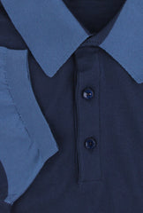 $675 Svevo Parma Navy Blue Cotton Polo Sweater - (SV4242513) - Parent