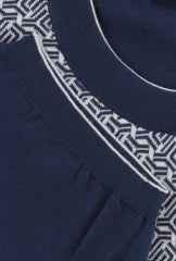 $700 Svevo Parma Navy Blue Cotton Crewneck Sweater - (SV425248) - Parent