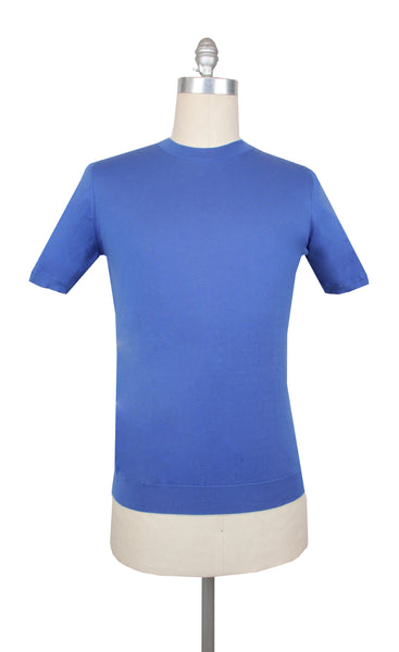 $500 Svevo Parma Blue Cotton Crewneck Sweater - (SV424259) - Parent