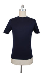 $500 Svevo Parma Navy Blue Cotton Crewneck Sweater - M/50 - (SV424251)