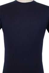 $500 Svevo Parma Navy Blue Cotton Crewneck Sweater - (SV424251) - Parent