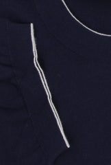 $500 Svevo Parma Navy Blue Cotton Crewneck Sweater - (SV424251) - Parent